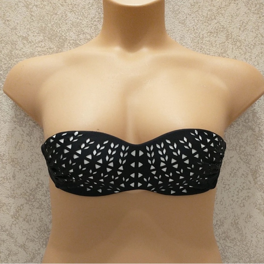 Cape Juby Black and White Laser Cut Bikini Top